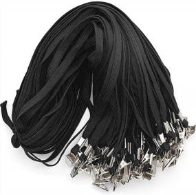 img 4 attached to Pack Of 100 Black Lanyards With Badge Clips, Flat And Round 32-Inch Lanyards - Perfect For ID And Badge Display