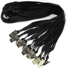 img 1 attached to Pack Of 100 Black Lanyards With Badge Clips, Flat And Round 32-Inch Lanyards - Perfect For ID And Badge Display