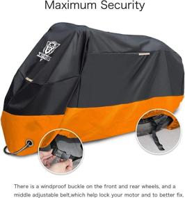 img 1 attached to 🏍️ XYZCTEM Motorcycle Cover – Waterproof Outdoor Protection for Tour Bikes, Choppers, and Cruisers – Precision Fit up to 87 Inch – Protect Against Dust, Debris, Rain, and Weather – All Season Use (M, Black & Orange)