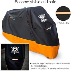 img 2 attached to 🏍️ XYZCTEM Motorcycle Cover – Waterproof Outdoor Protection for Tour Bikes, Choppers, and Cruisers – Precision Fit up to 87 Inch – Protect Against Dust, Debris, Rain, and Weather – All Season Use (M, Black & Orange)