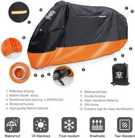 img 3 attached to 🏍️ XYZCTEM Motorcycle Cover – Waterproof Outdoor Protection for Tour Bikes, Choppers, and Cruisers – Precision Fit up to 87 Inch – Protect Against Dust, Debris, Rain, and Weather – All Season Use (M, Black & Orange)