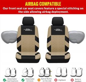 img 1 attached to AUTOYOUTH 9Pc Beige Car Seat Covers Set - Front Bucket & Split Bench Protectors For Women