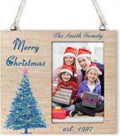 culivis customizable family christmas picture frame 4x6 - personalized xmas decoration with established family photo - ideal gift for parents - christmas tree photo frame for 4" x 6" pictures logo