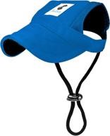 🧢 pawaboo adjustable dog baseball cap for sun protection and outdoor sports - small blue hat with ear holes for puppy and small dogs логотип