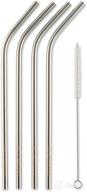 🥤 rsvp international endurance stainless steel 8.5" drink straws - pack of 4 - 5mm wide - fits most tumblers - reusable and durable - suitable for smoothies, frappes, sodas, tea, and more - dishwasher safe logo