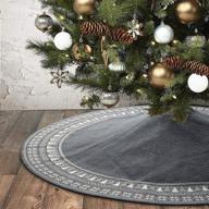 вязаная рождественская елка юбка 48" серая снежинка новогоднее украшение вязание из тяжелой пряжи логотип