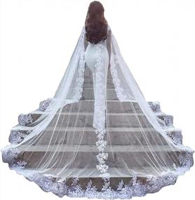 img 4 attached to Kelaixiang Women Veil Cape Tulle Lace Applique 3M 4M Wedding Capes Bridal Wraps Long Train Shawls Cloak