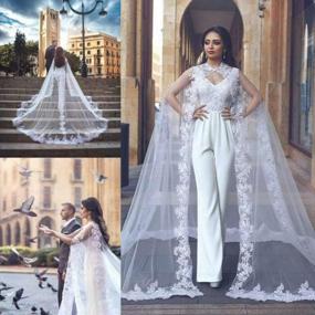 img 1 attached to Kelaixiang Women Veil Cape Tulle Lace Applique 3M 4M Wedding Capes Bridal Wraps Long Train Shawls Cloak