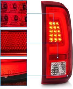 img 1 attached to 🚗 AmeriLite 2008-2016 Ford F250 F350 F450 SD Ruby Red LED Tube Tail Lights - Passenger & Driver Side