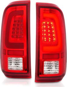 img 2 attached to 🚗 AmeriLite 2008-2016 Ford F250 F350 F450 SD Ruby Red LED Tube Tail Lights - Passenger & Driver Side