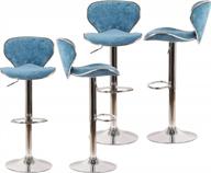 набор из 4 регулируемых поворотных барных стульев с обивкой из искусственной кожи/бархата, хромированной рамой и изогнутым сиденьем для столовой или стойки логотип