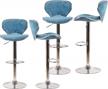 set of 4 adjustable swivel bar stools with faux leather/velvet upholstery, chrome frame and curved seat for dining or counter logo