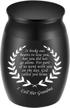small memorial cremation urn for human ashes - 1.6" tall handcrafted black decorative keepsake urn with engraved personal burial funeral sharing for grandma's ashes logo