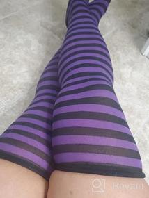 img 6 attached to Women'S Plus Size Striped Thigh High Over The Knee OTK Sheer Nylon Stockings - Purple Black Stripes