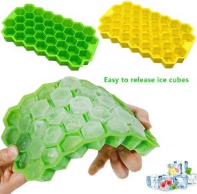 img 3 attached to 3 Pack Silicone Honeycomb Ice Cube Trays - Make 111 Ice Cubes For Whiskey, Cocktails & More | BPA Free (Purple+Yellow+Green)