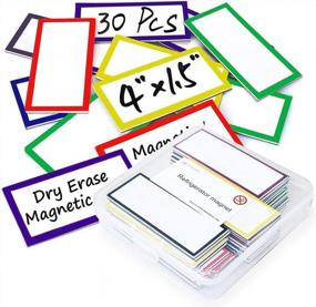 img 4 attached to 30 шт. магнитные таблички с именами для белой доски для сухого стирания, 4x1,5 " записываемые магнитные полоски для классных досок