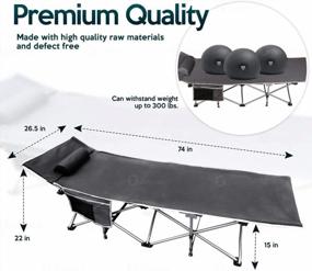 img 2 attached to Zone Tech Folding Outdoor Travel Cot - Classic Grey Premium Quality Lightweight Portable Heavy Duty Adult And Kids Travel Cot With Large Pocket-Perfect For Hiking, Camping, And Other Outdoor Activity