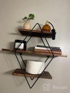 img 1 attached to Rustic Farmhouse Decor 3 Tier Floating Shelves - Round Wood & Metal Hanging Circle Shelf, Geometric Circular Tiered Wall Shelf review by Daniel Roe