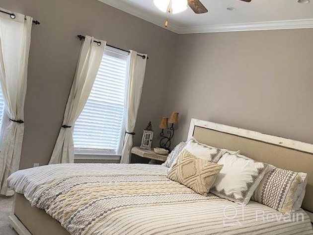 img 1 attached to Mid Century Modern Design Duvet Set - INK+IVY Nea - 100% Cotton, All Season Comforter Cover Bedding Set With Matching Shams, Full/Queen Size, Stripes Teasel Ivory - 3 Piece Set review by Ryan Dillon