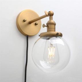 img 1 attached to 🛠️ Vintage Industrial Wall Sconce with On/Off Switch - Permo 1-Light Plug-In Wall Lamp with Mini 5.9" Clear Glass Shade