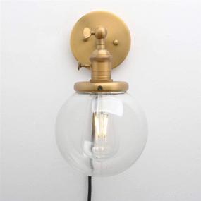 img 2 attached to 🛠️ Vintage Industrial Wall Sconce with On/Off Switch - Permo 1-Light Plug-In Wall Lamp with Mini 5.9" Clear Glass Shade