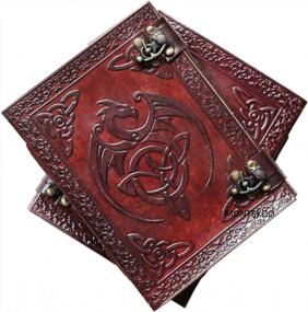 img 3 attached to 8 Inch Brown MONTEXOO Leather Journal With Lock, Dragon Diary Notebook For D&D And Book Of Shadows