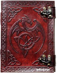 img 4 attached to 8 Inch Brown MONTEXOO Leather Journal With Lock, Dragon Diary Notebook For D&D And Book Of Shadows