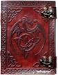 8 inch brown montexoo leather journal with lock, dragon diary notebook for d&d and book of shadows logo