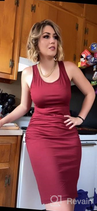 img 1 attached to Missufe Women'S Sleeveless Racerback Tank Ruched Bodycon Sundress Midi Fitted Casual Dress review by Amber Adams