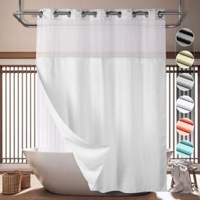 img 4 attached to Lagute SnapHook Hook Free Shower Curtain With Snap-In Liner & See Through Top Window Hotel Grade, Machine Washable 71Wx74L, White
