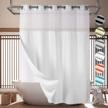 lagute snaphook hook free shower curtain with snap-in liner & see through top window hotel grade, machine washable 71wx74l, white logo