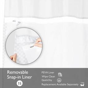 img 1 attached to Lagute SnapHook Hook Free Shower Curtain With Snap-In Liner & See Through Top Window Hotel Grade, Machine Washable 71Wx74L, White