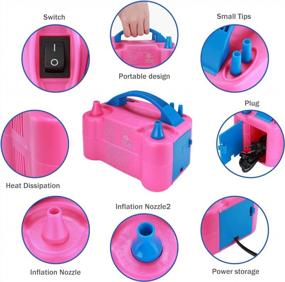 img 2 attached to Portable Dual Nozzle Electric Balloon Air Blower Inflator 110V 600W - Hautton Electric Balloon Pump For Party Decoration, Balloon Arch, And Column Stand - Pink