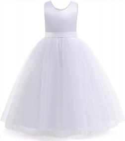 img 3 attached to Kids Sleeveless Embroidered Princess Pageant Dress Prom Ball Gown