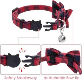 img 2 attached to 🐾 PAWCHIE Breakaway Bowtie Cat Collar with Bell - Set of 3 Classic Plaid Kitten Collars with Removable Bow Tie, Adjustable and Safe for Cats, Puppies, and Small Dogs