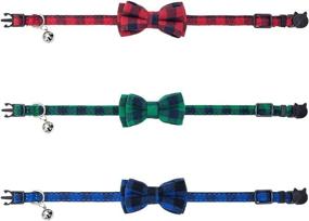 img 1 attached to 🐾 PAWCHIE Breakaway Bowtie Cat Collar with Bell - Set of 3 Classic Plaid Kitten Collars with Removable Bow Tie, Adjustable and Safe for Cats, Puppies, and Small Dogs