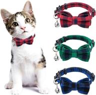 🐾 pawchie breakaway bowtie cat collar with bell - set of 3 classic plaid kitten collars with removable bow tie, adjustable and safe for cats, puppies, and small dogs logo