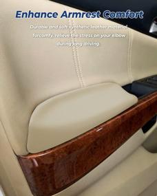 img 3 attached to ISSYAUTO Custom Front Door Armrest Covers For 2008-2012 Accord, Cozy Beige Leather Auto Arm Rest Protectors, Durable And Easy To Install