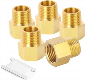 img 4 attached to GASHER 5PCS Brass Pipe Fitting, Reducer Adapter, 1/4-Inch Male Pipe X 1/4-Inch Female Pipe