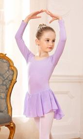 img 3 attached to Zaclotre балетное трико с юбкой для девочек: классические танцевальные платья с длинными рукавами