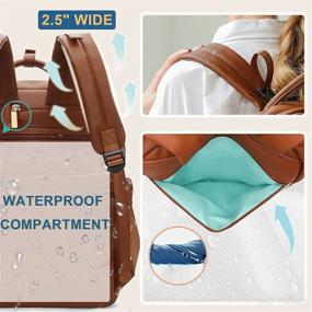 img 2 attached to 🎒 Mominside Leather Diaper Bag Backpack with 18 Pockets for Mom and Dad, Boys and Girls, Large Wet Pocket, 4 Insulated Pockets, Changing Station, Stroller Straps - Brown