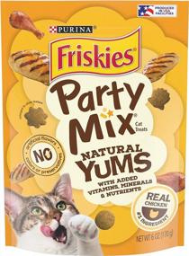 img 4 attached to Keep Your Cat'S Health In Check With Purina Friskies, Party Mix Natural Yums With Chicken & Nutrients, (6) 6 Oz. Pouches Of Delicious Treats