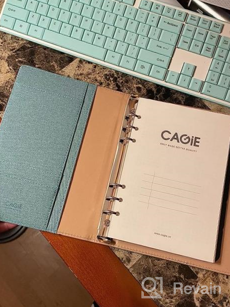 img 1 attached to Spiral Leather Journal Writing Notebook, 6 Ring Binder Refillable Diary Notepads, Vintage Business Planner Personal Organizer, Agenda For Men Women, Faux Cloth Cover, A5 Size，Teal review by Louis Alford