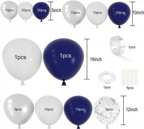 img 2 attached to MIAHART 135 Pcs Navy Blue Silver Balloon Garland Arch Kit 5 10 12 18 Inches Royal Blue Silver Confetti White Balloons For Birthday Graduation Party Decorations