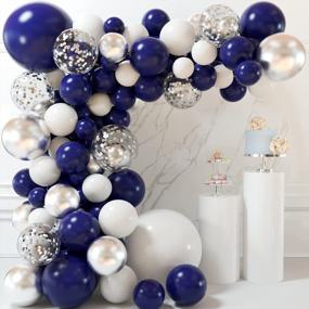 img 4 attached to MIAHART 135 Pcs Navy Blue Silver Balloon Garland Arch Kit 5 10 12 18 Inches Royal Blue Silver Confetti White Balloons For Birthday Graduation Party Decorations