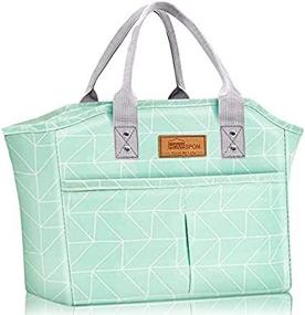 img 4 attached to Reusable Insulated Lunch Bag Cooler Box With Pockets For Women And Men - HOMESPON Fashionable Tote Ideal For Work, Shopping, Or Travel In Stylish Green