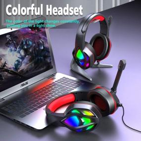 img 3 attached to MuGo Gaming Headset: Color-Changing LED Over-Ear Headphones For PC, Xbox One, PS4, Laptop & Mac With Stereo Mic Surround Sound And Foam Ear Pads