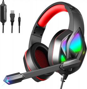 img 4 attached to MuGo Gaming Headset: Color-Changing LED Over-Ear Headphones For PC, Xbox One, PS4, Laptop & Mac With Stereo Mic Surround Sound And Foam Ear Pads