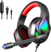 mugo gaming headset: color-changing led over-ear headphones for pc, xbox one, ps4, laptop & mac with stereo mic surround sound and foam ear pads logo