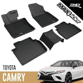 img 4 attached to 🚗 3D MAXpider L1TY23701509 Toyota Camry 2018 2019 2020 2021 Custom Fit All-Weather Car Floor Mats Liners, Kagu Series (Black)